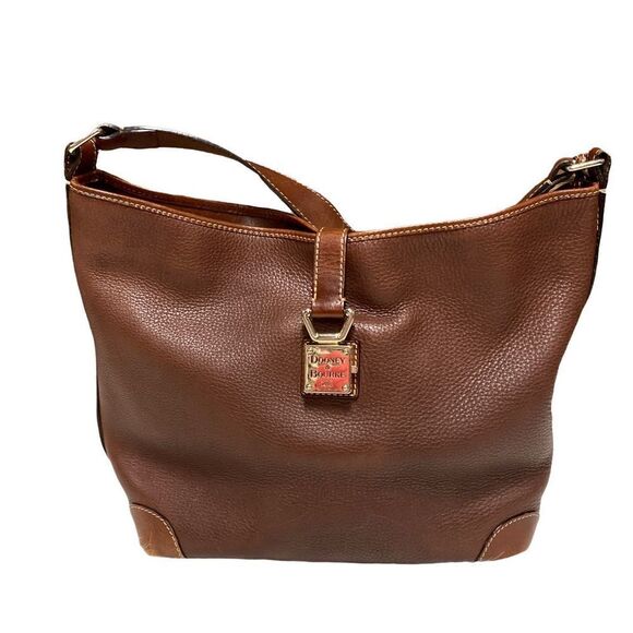 Dooney & Bourke Brown Pebbled Leather Hobo Shoulder Bag - Picture 1 of 14